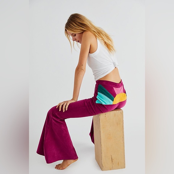Ray of Sunshine Corduroy Flare Bell Bottoms in Purple Mountains - Picture 5 of 6